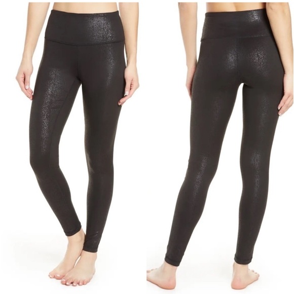 Zella Pants - ZELLA Live In Metallic Print High Waist Legging Black Reptile Impression Print